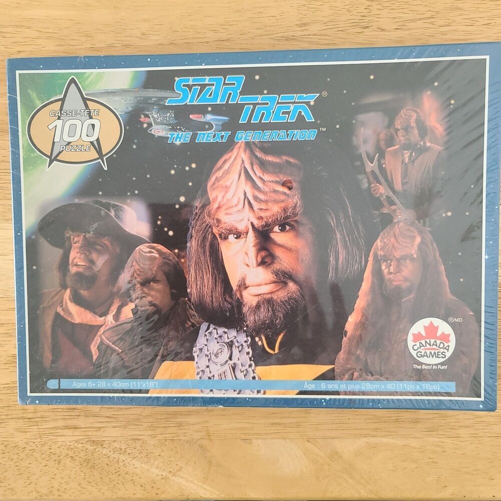 Vintage Star Trek TNG Klingon Worf 100 Piece Puzzle Sealed Canada Games